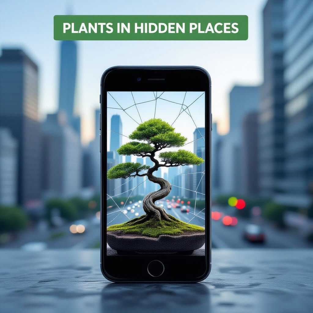 Bonsai Thrives in Broken Phone: Urban Digital Art