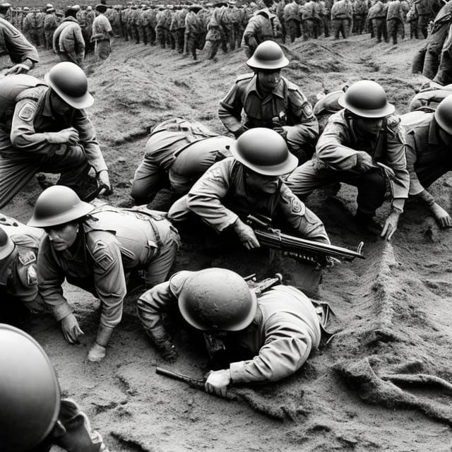 World War One Trench Warfare in Sepia