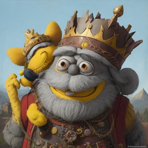 Crowned Muppet in Pop Surrealist Style