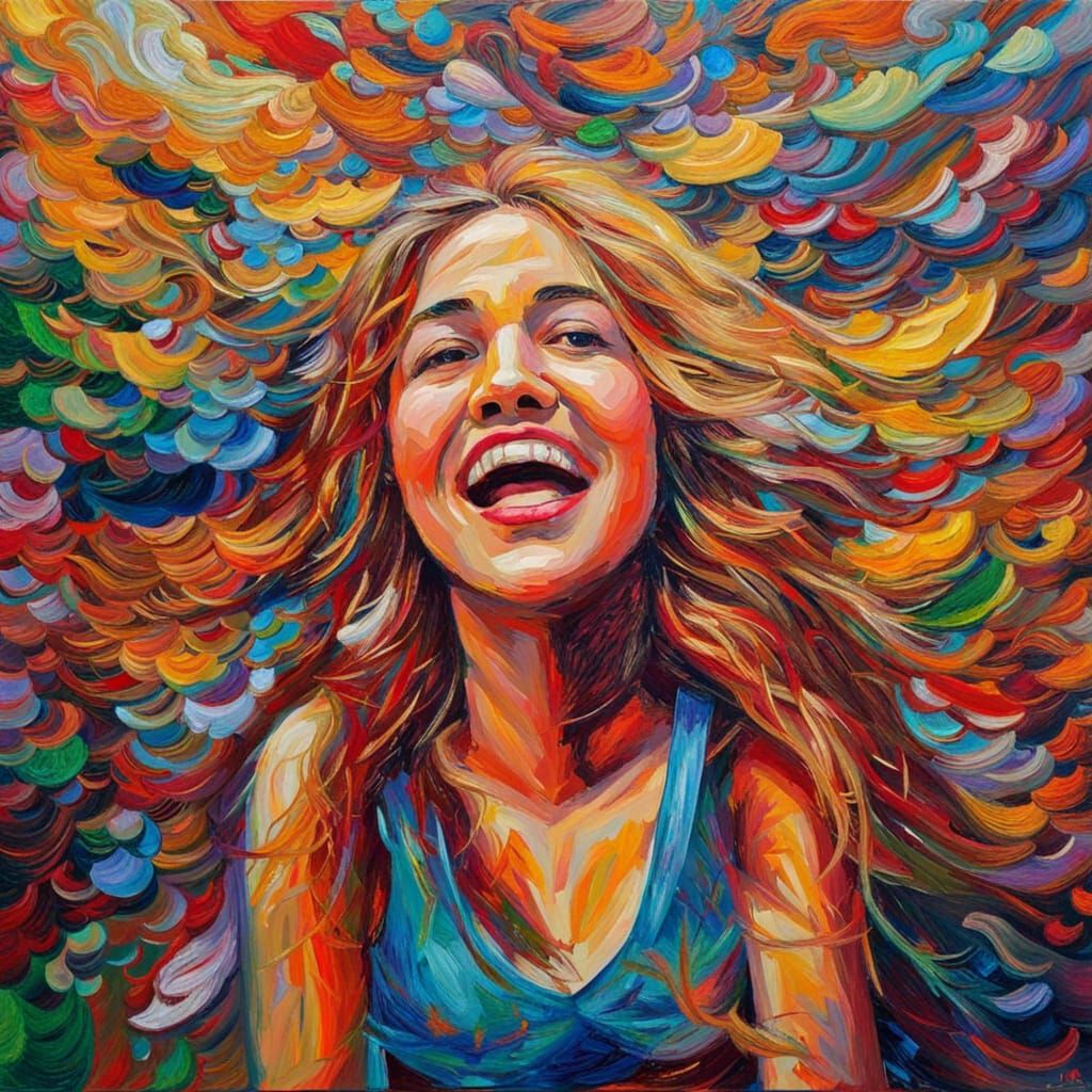 Abstract Expressionist Painting of Joy and Happiness