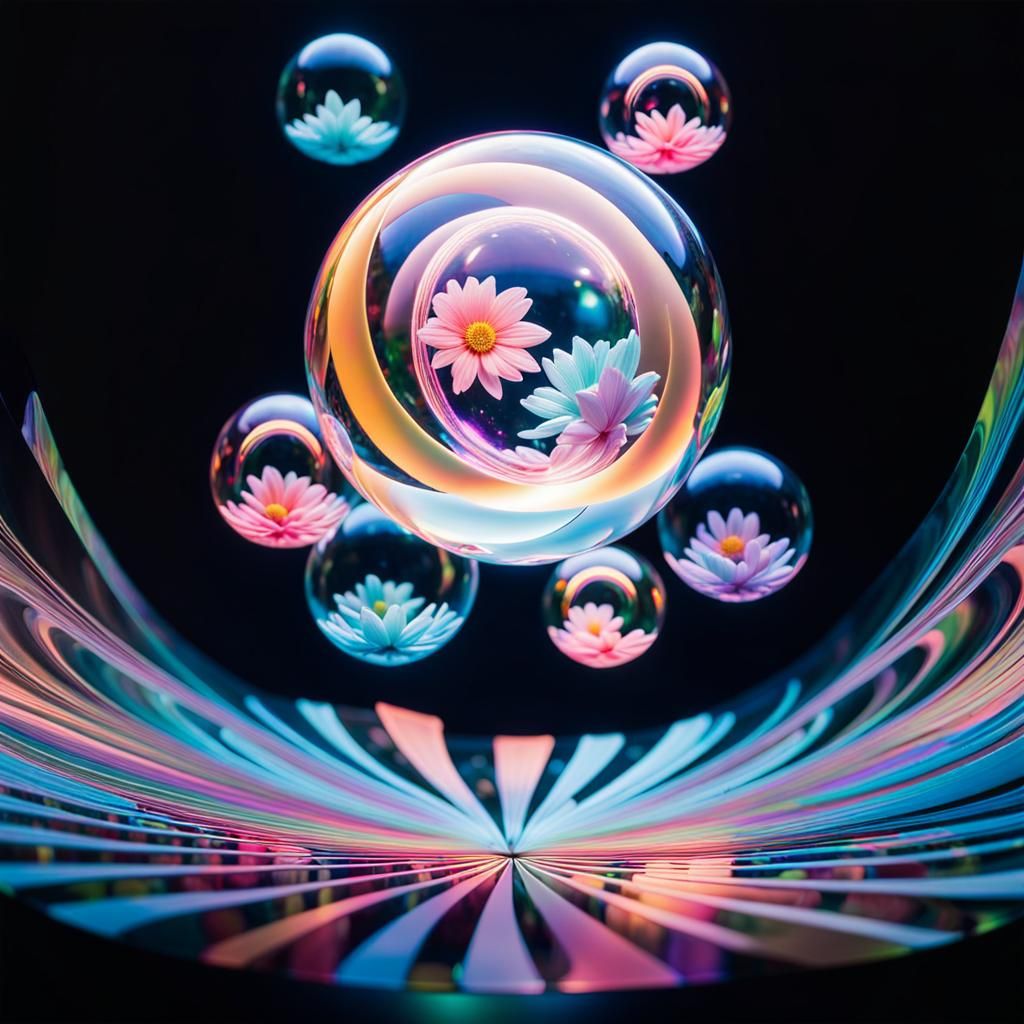 Psychedelic Hologram in Neon Garden