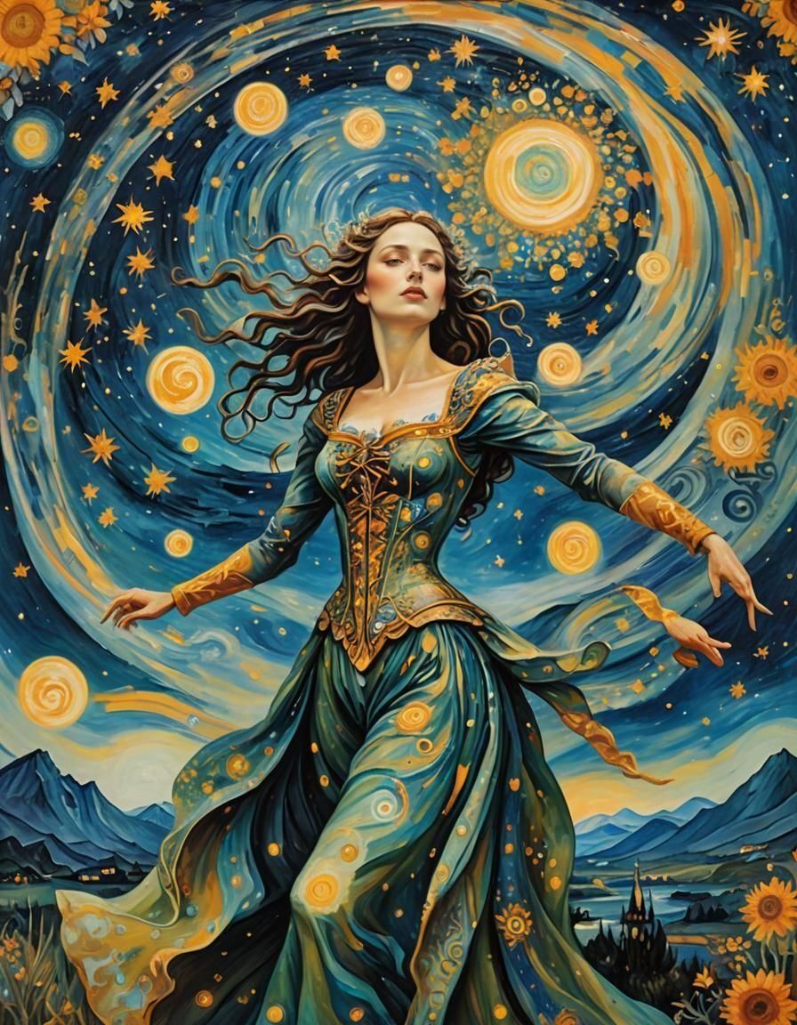 Dreamlike Portrait: Van Gogh Colors, Dalí Precision