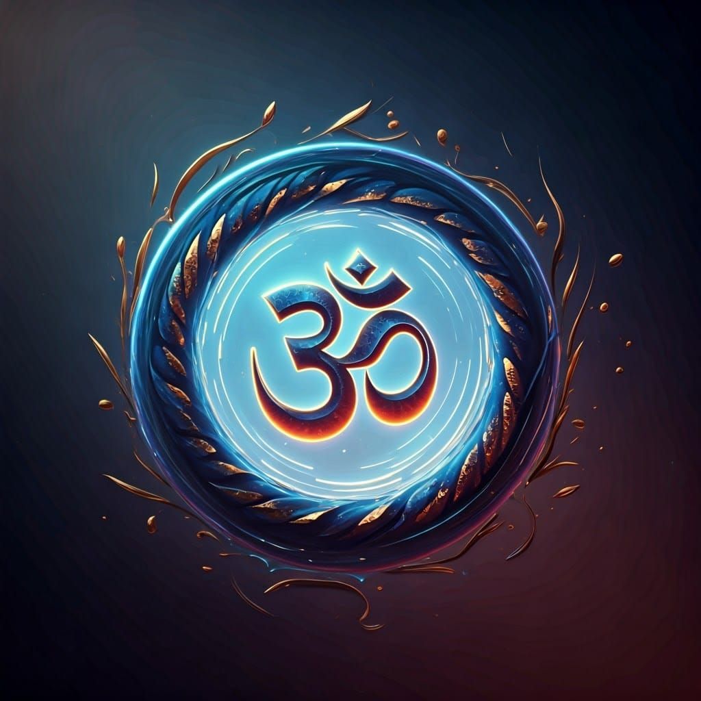 Ethereal Om Symbol in Vibrant, Dreamlike Vortex