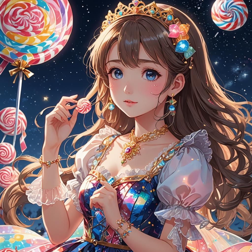 Princess with Lollipop Jewelry in Anime Style