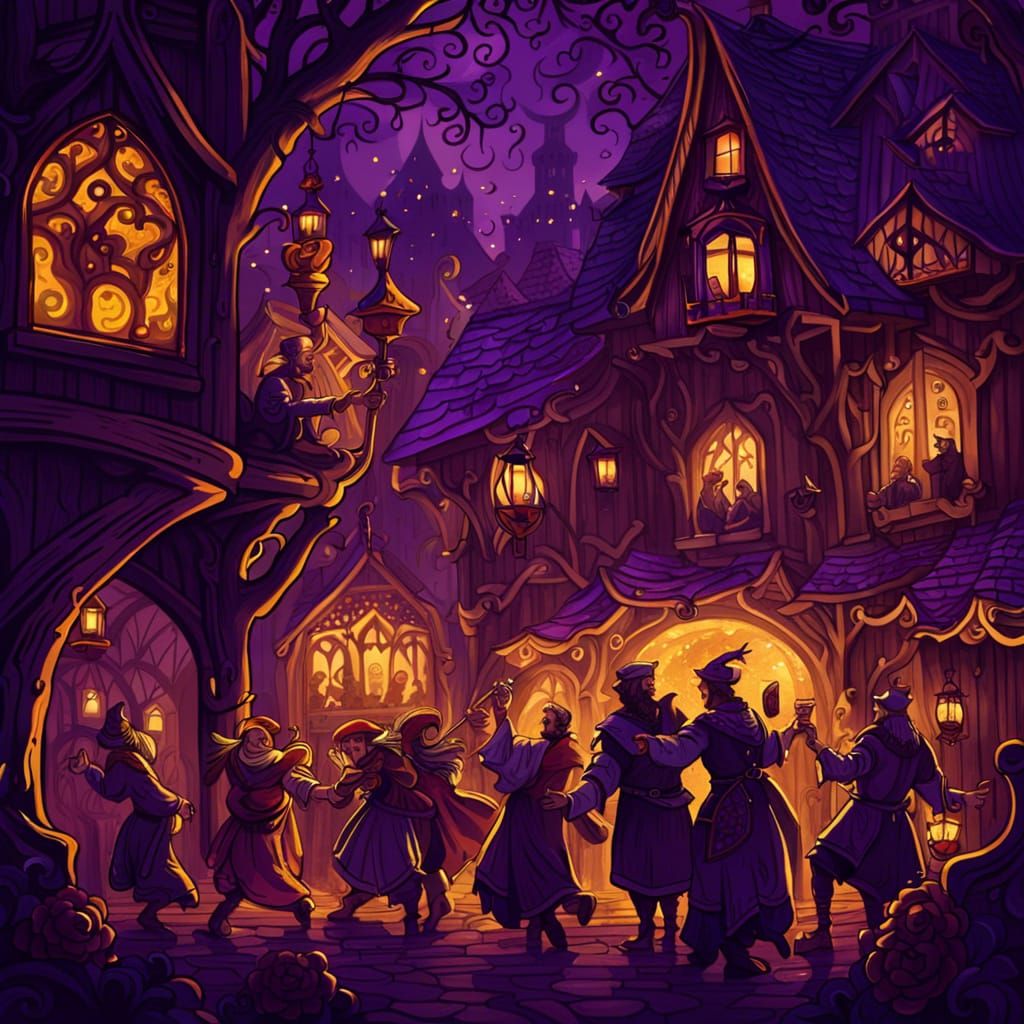 Mystical Oktoberfest Celebration in Dark Fantasy Style
