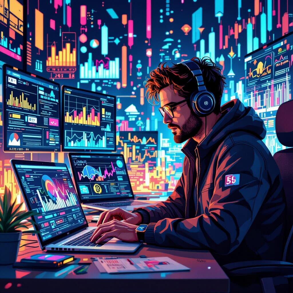 Google Ads Expert Illustration in Futuristic Style