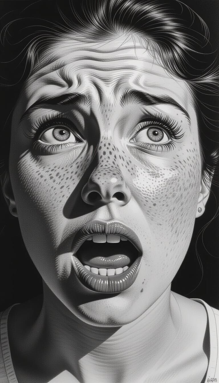 Charcoal Portrait of Intense Emotion in Kollwitz Style