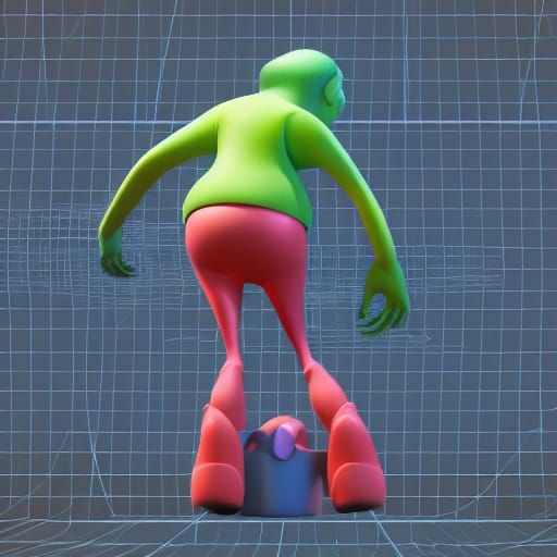 Stylized 3D Character in Brightly Colored Scene