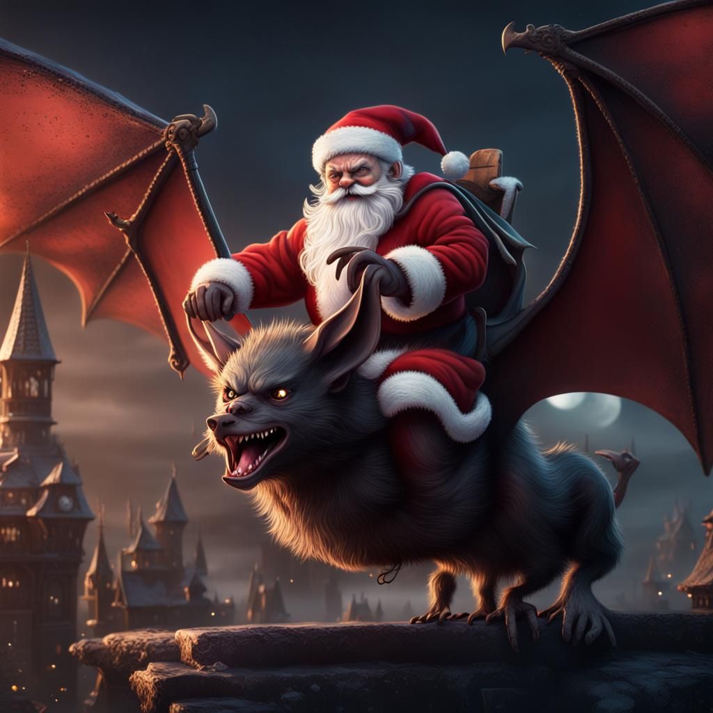 Santa Claus Rides a Giant Bat