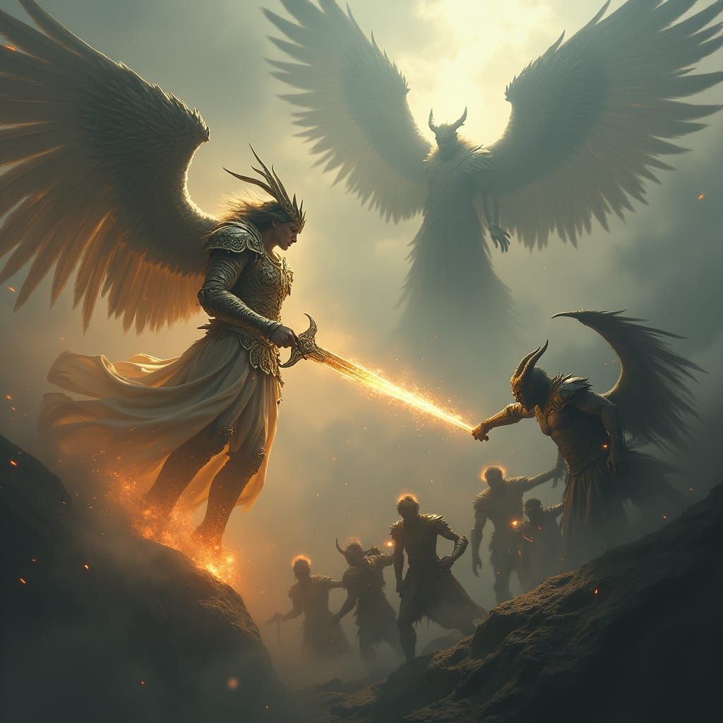 Epic Celestial Battle Between Good and Evil