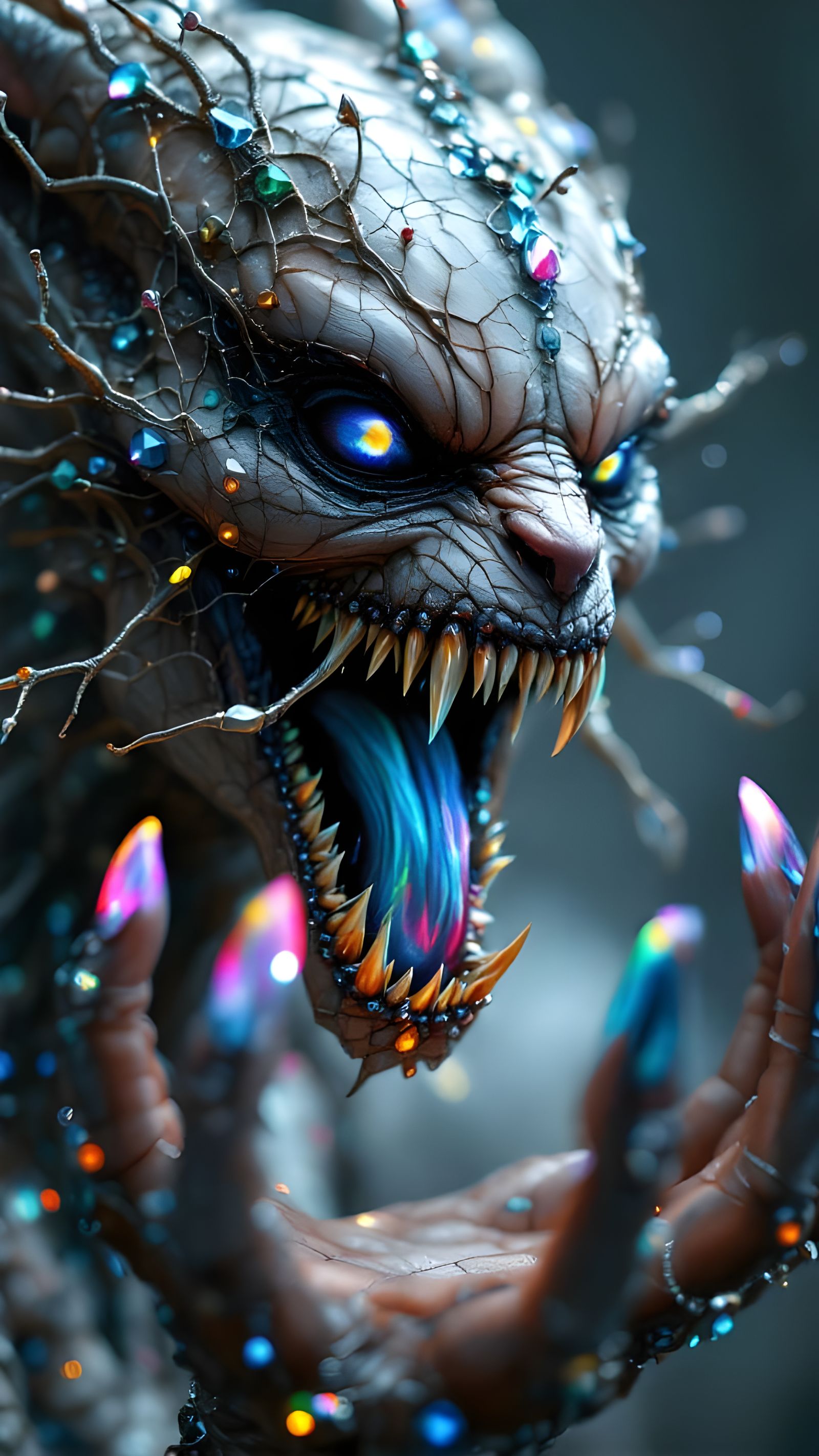 Ethereal Goddess of Chaos Embodied in Shimmering Steel