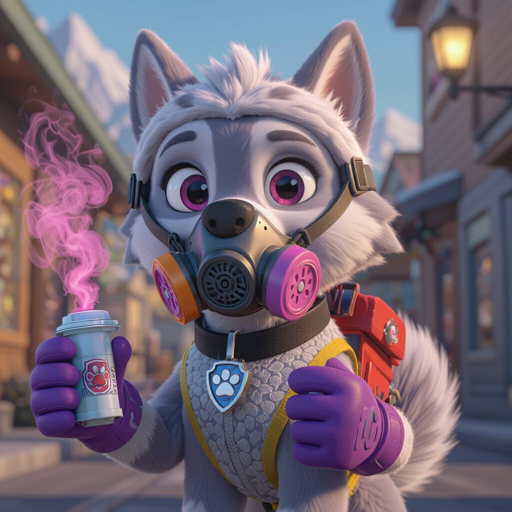 Everest from Paw Patrol in Hazmat Gear