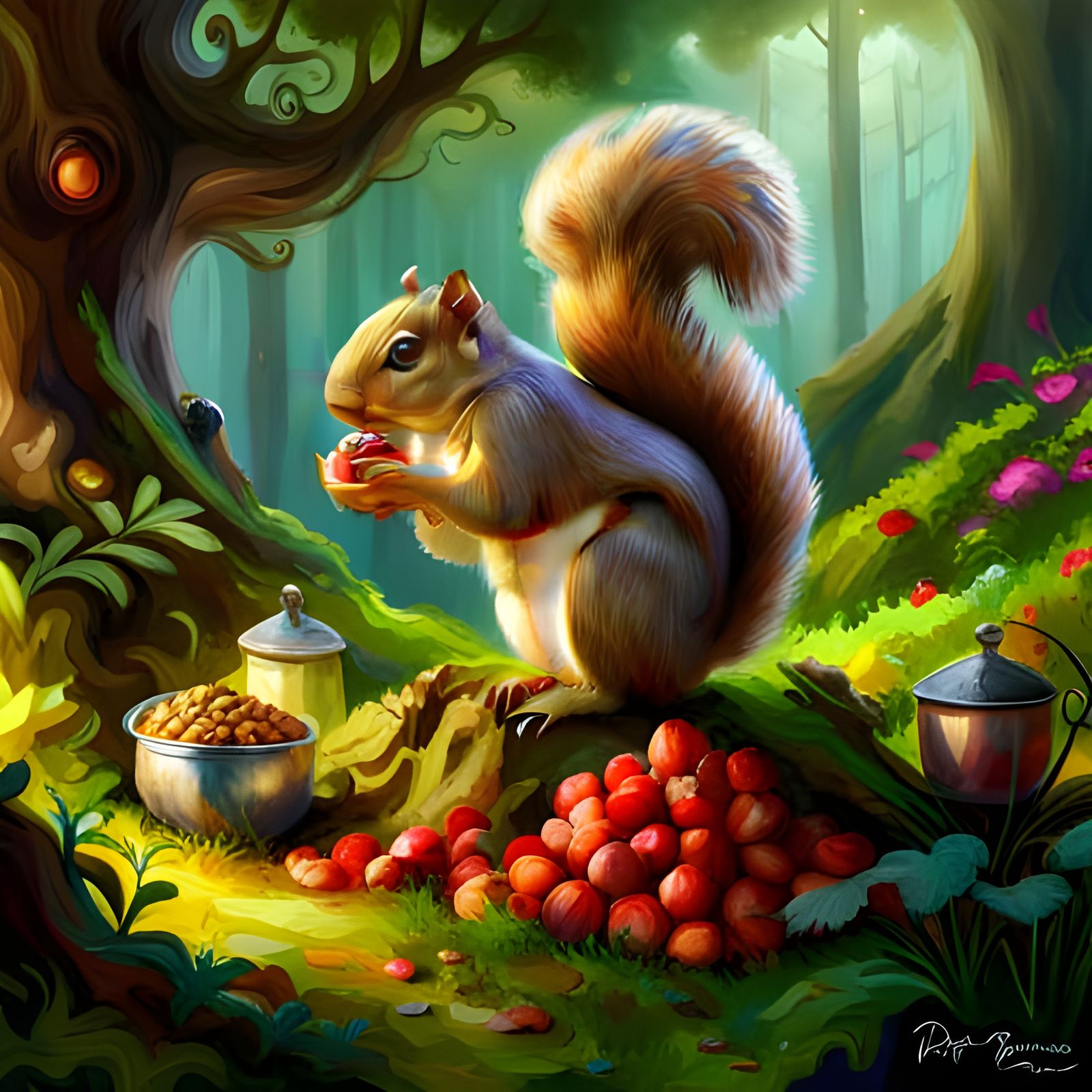 Squirrel in Fantasy Forest by Pino Daeni