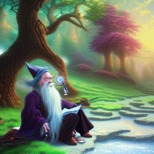 wizard takes a break during a long journey
