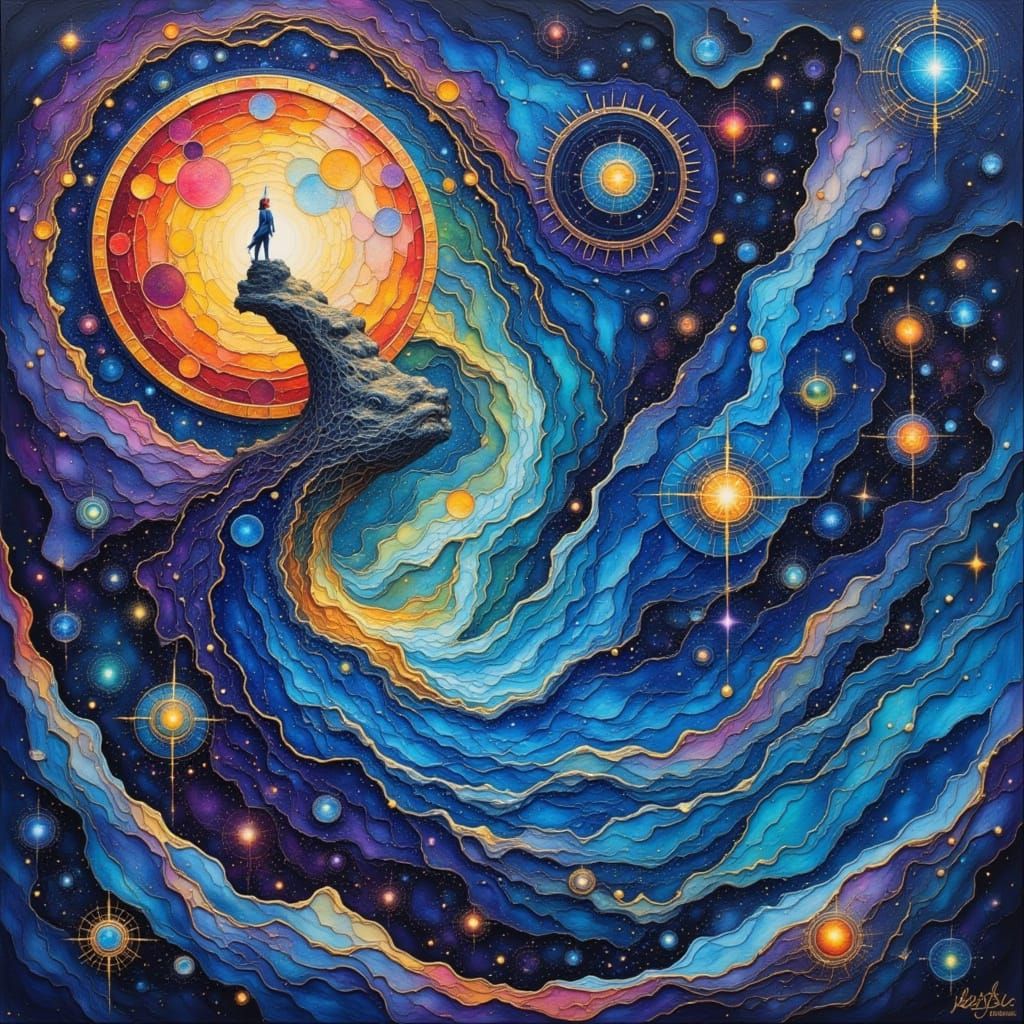 Crystal Blue Skies in Cracked Glass Style