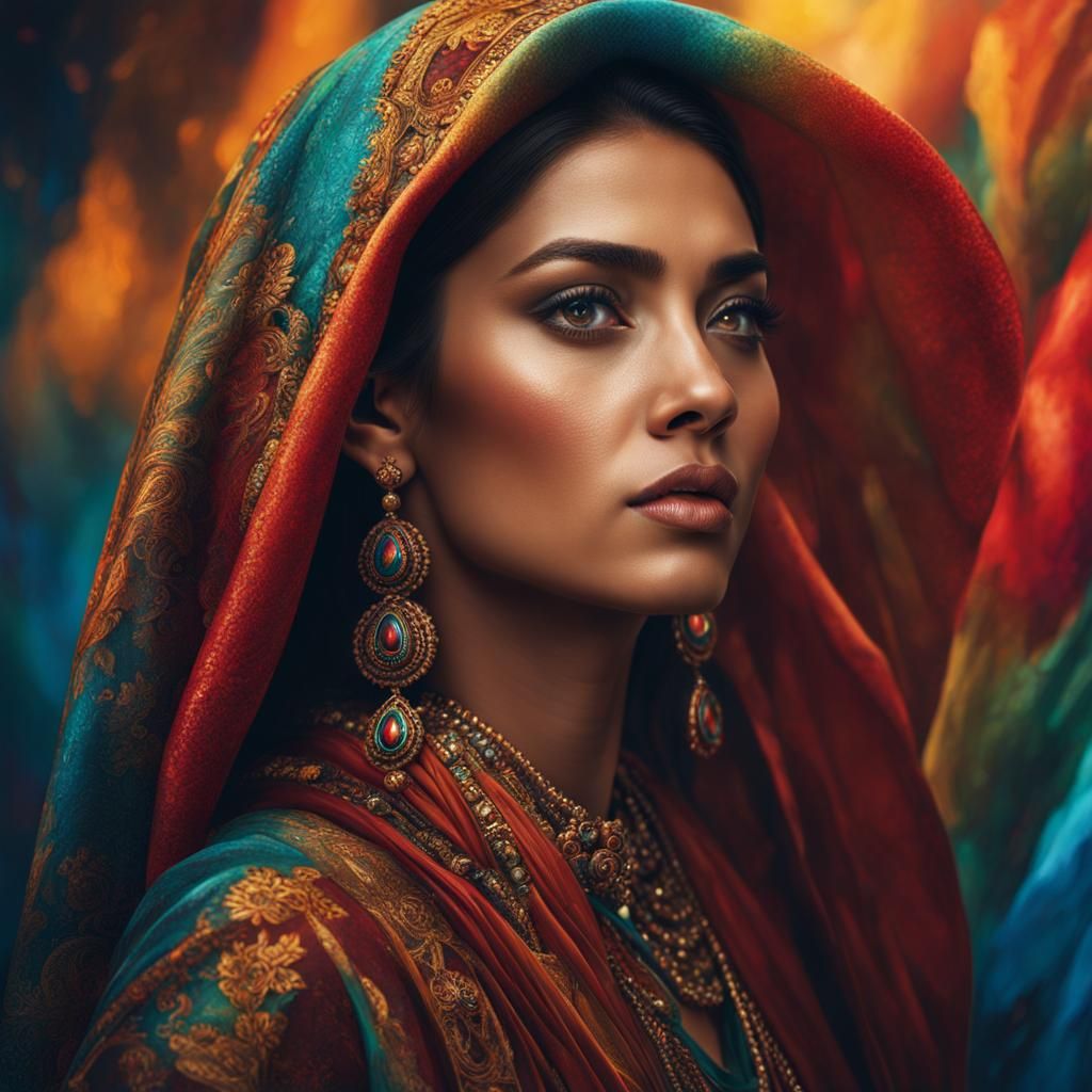 Beautiful Woman with Mismatched Eyes in Hyperrealism