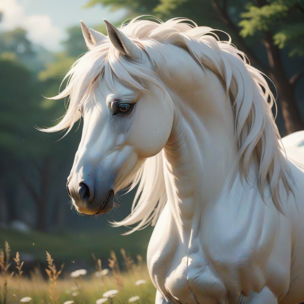 Anime Horse with Fluffy Mane in 3D