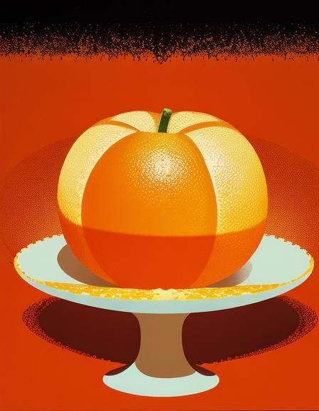 Stylized Orange Fruit in Chromolithograph Style