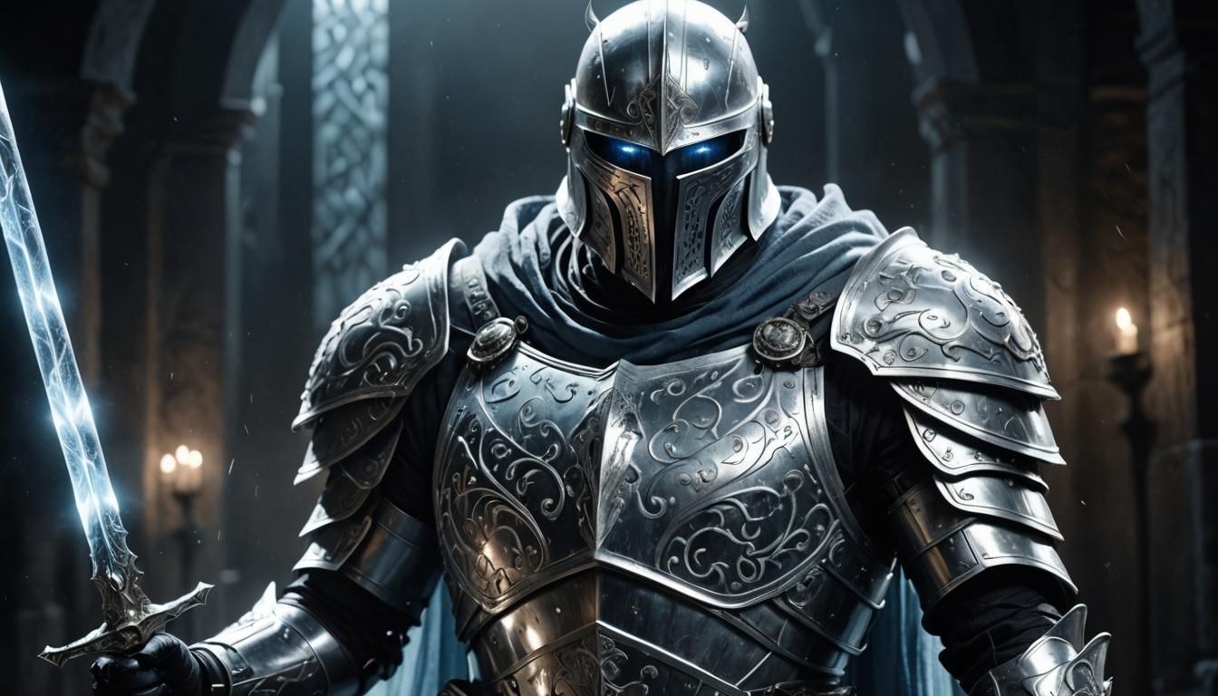 Ghost Knight with Energy Sword in Dark Fantasy Style