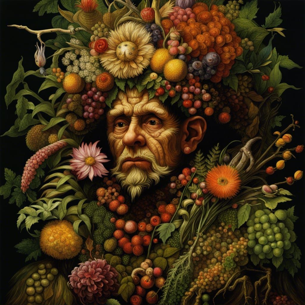 Botanical King in the Style of Arcimboldo