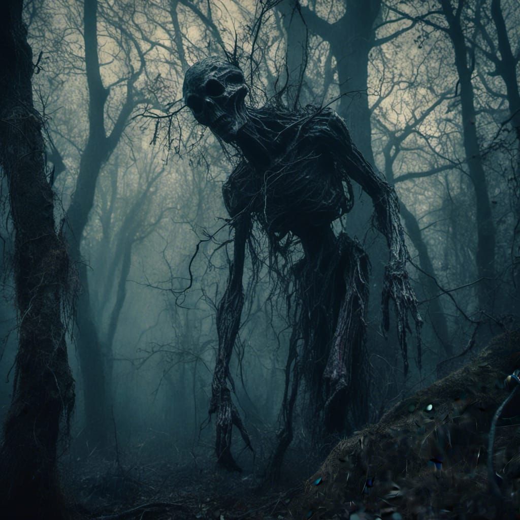 Eerie Alien Hunt in Dark Surrealism Style