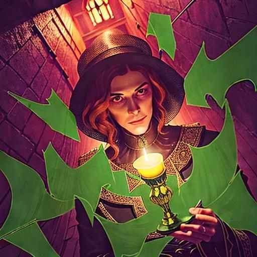 Film Noir Woman in Alleyway with Green Doors