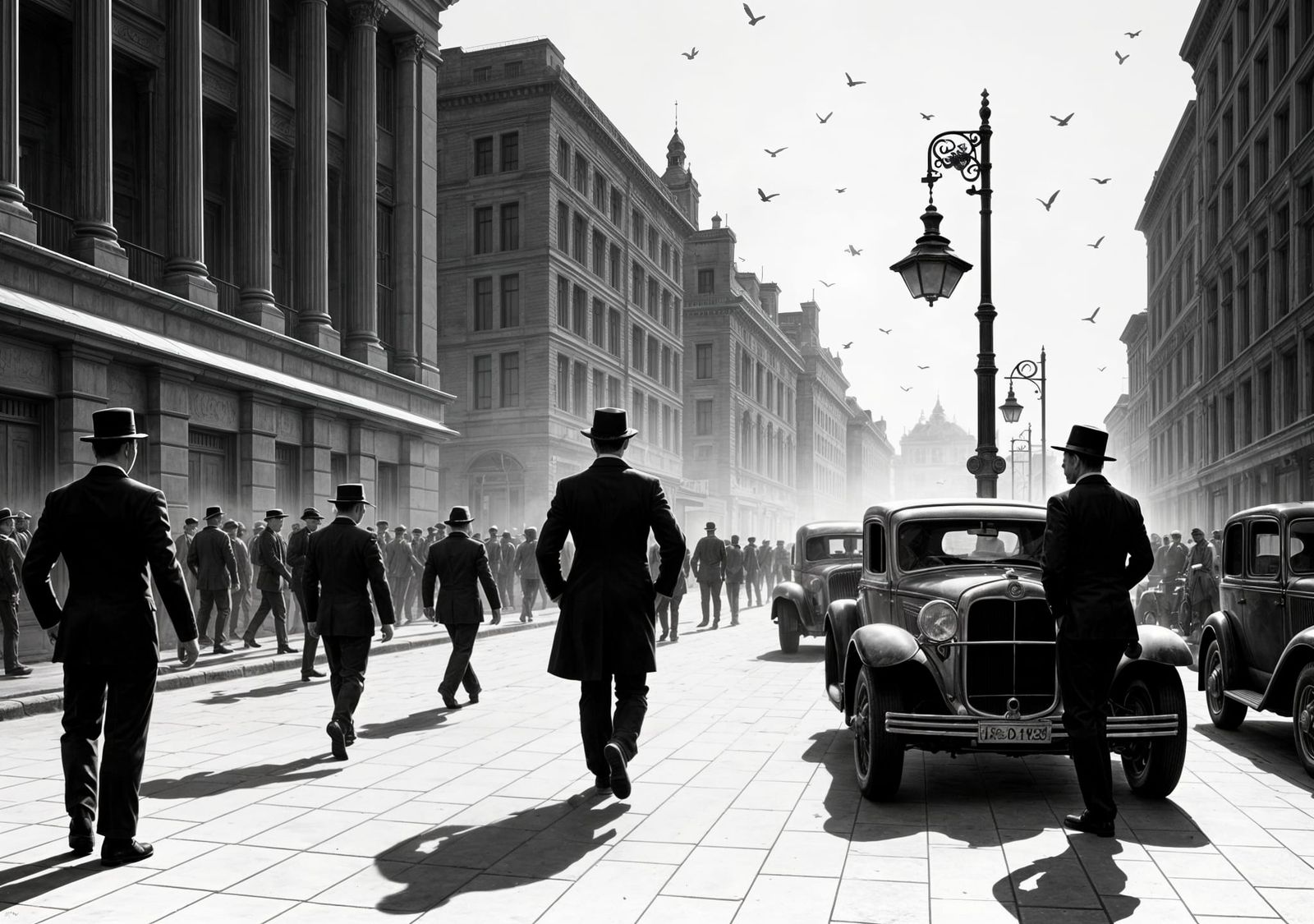 Black and White Slapstick Scene in Comic Book Art