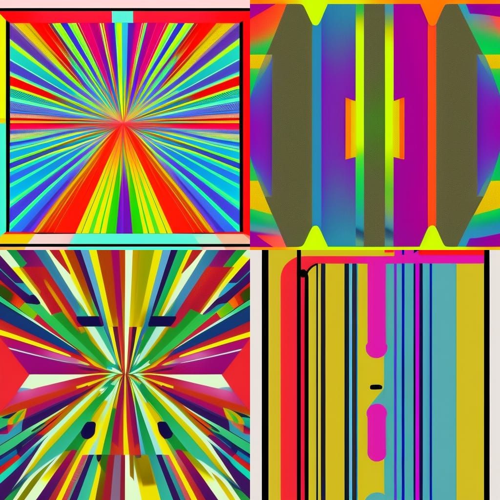 Geometric Rainbow Lines in Pop Art Style