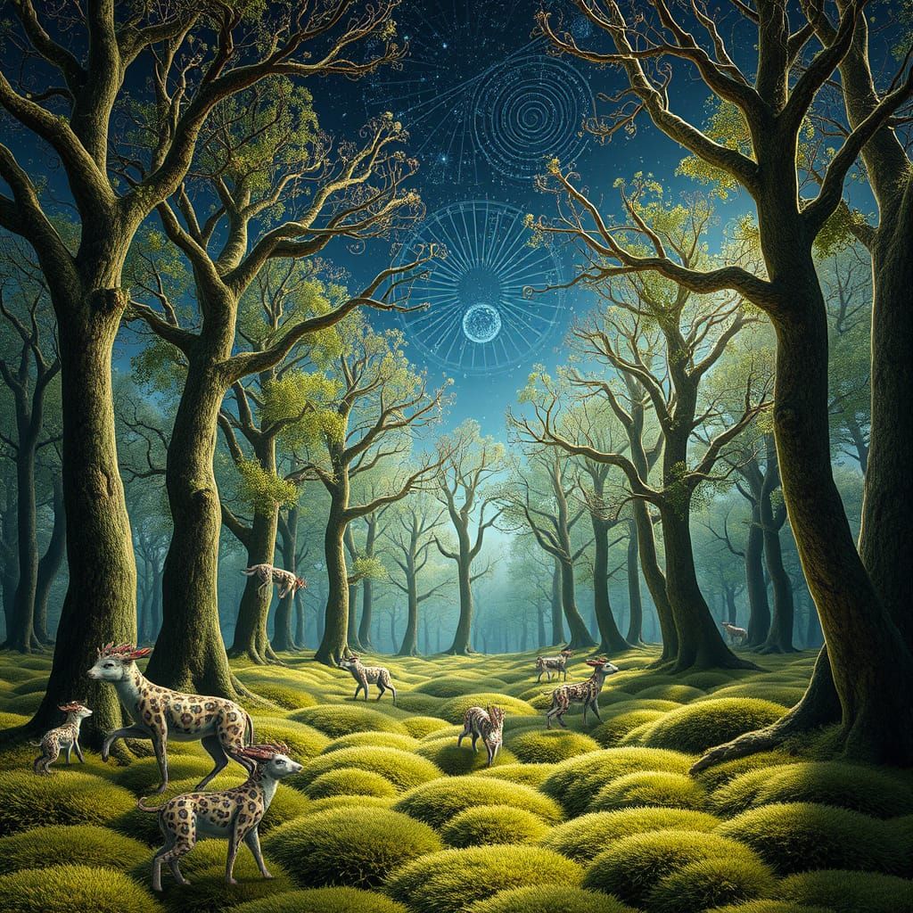 Tapestry Forest Glade with Mythical Creatures