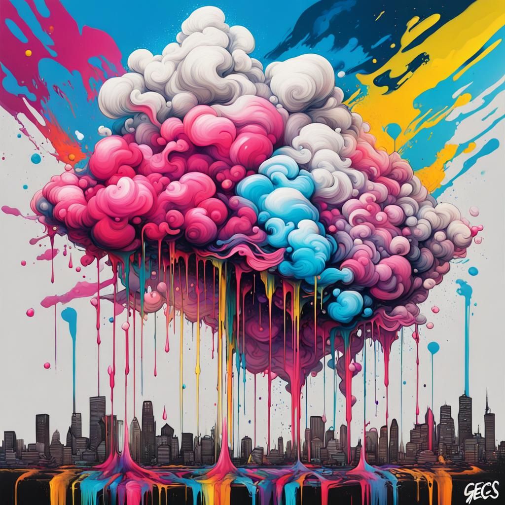 Graffiti Art Splash with Polychromatic Colors