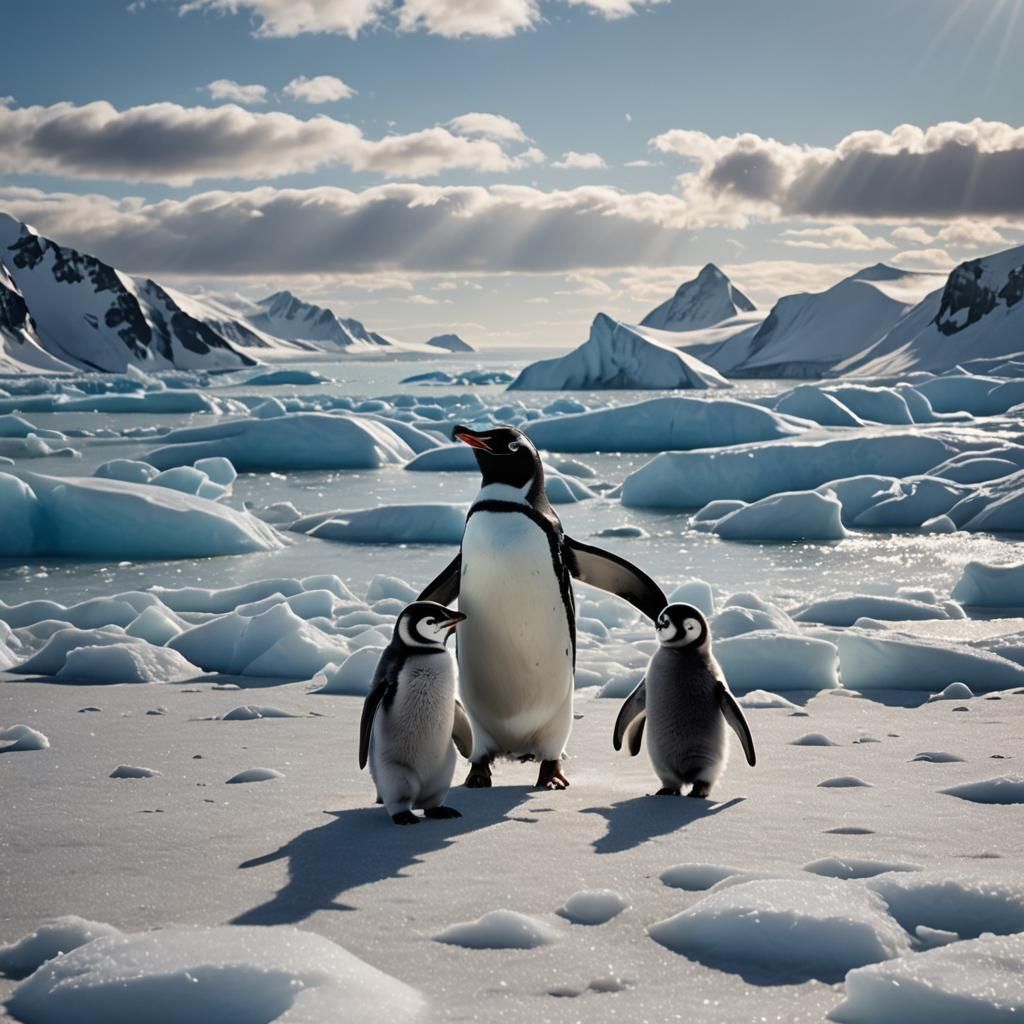 Penguin's Glacier Rave: A Sunny Arctic Dance Party
