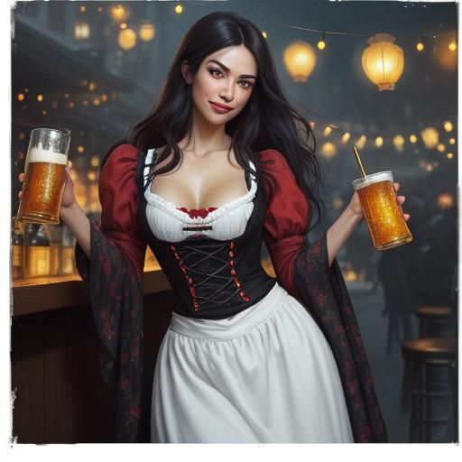 Bavarian Woman in Dirndl Dress, Hyperrealistic Style
