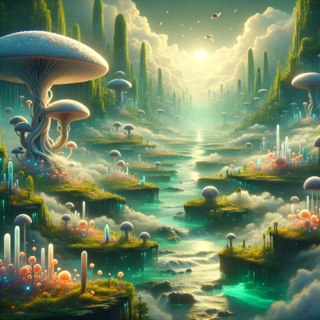 Bioluminescent Mushroom Valley: Fantasy Game Concept Art