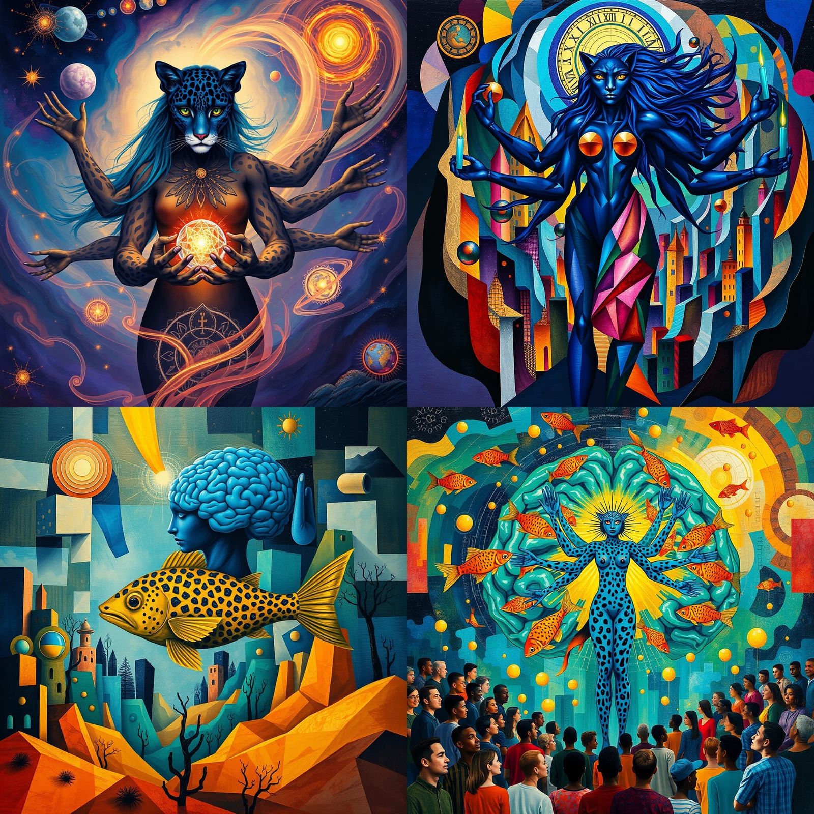 Mystical Freedom Tree Guarded by Teal Sky Panther