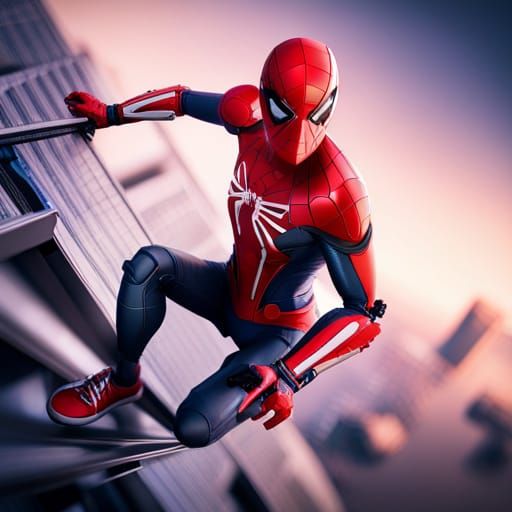 High-Tech Spider-Man Suit in Futuristic Sci-Fi Scene