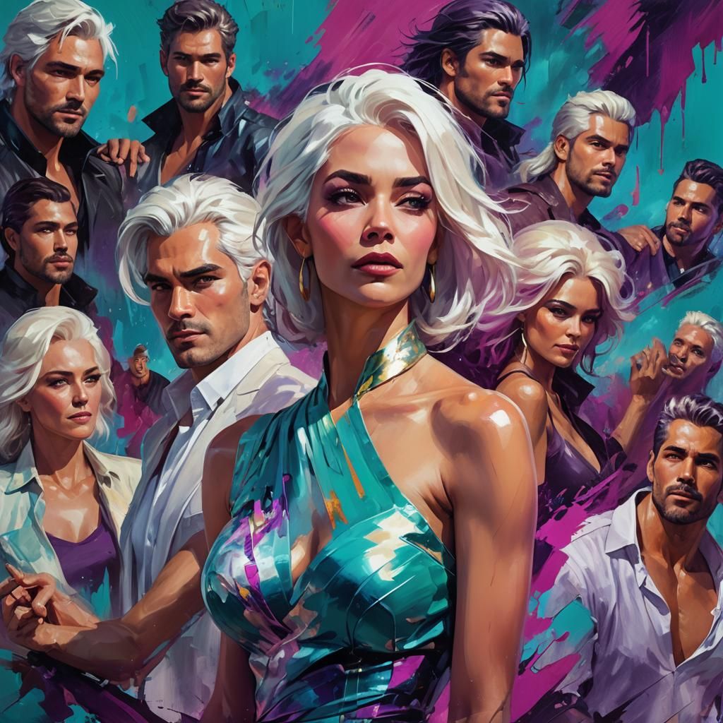 Glamorous Celebrities in Vibrant Oil Painting