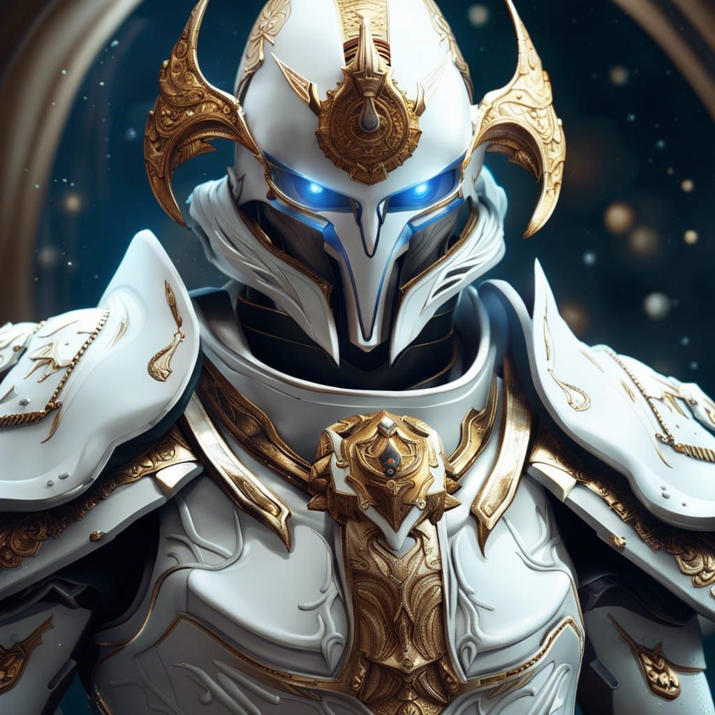Celestial Emperor in White Armor, Detailed Matte Painting