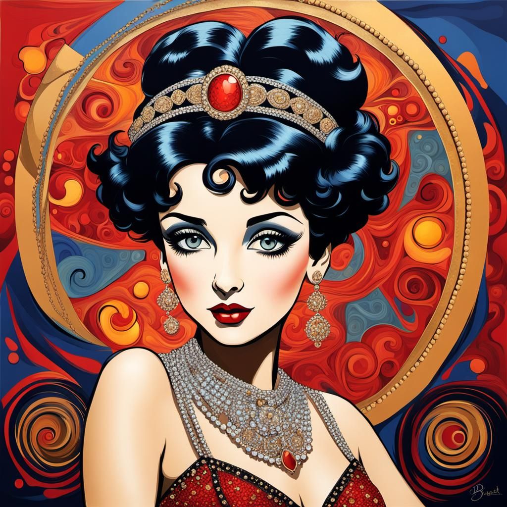 Betty Boop as Mata Hari in Abstract Art