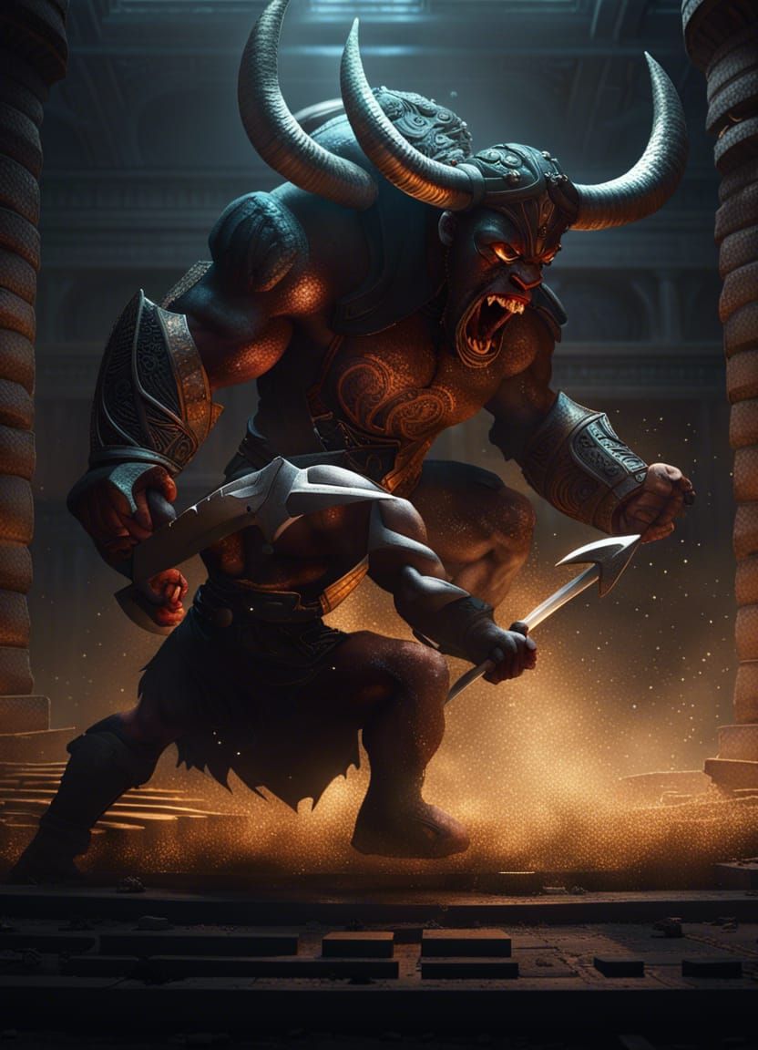 Minotaur and Theseus Epic Maze Battle