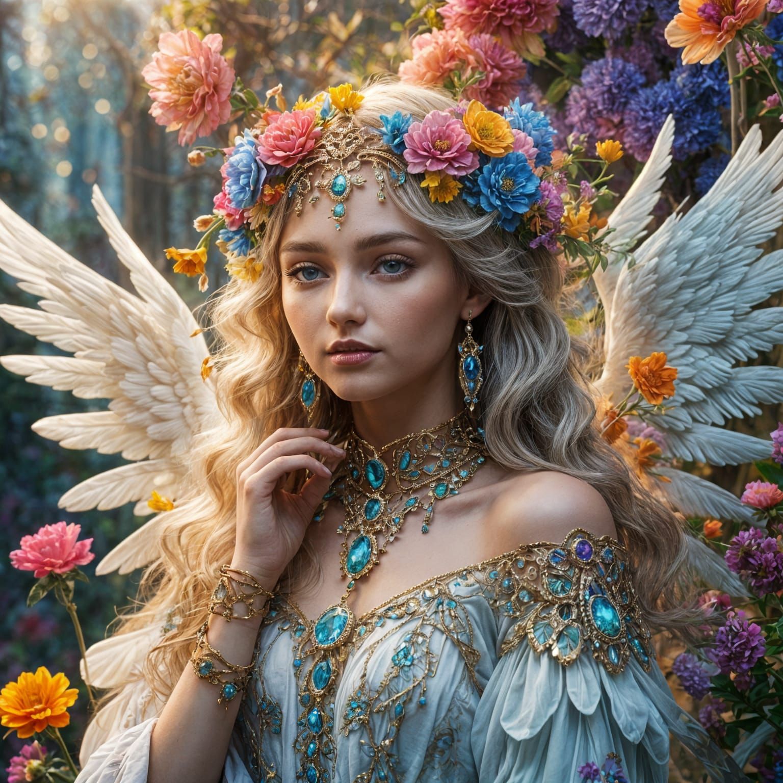 Ethereal Angel with Elaborate Jewelry in 8k