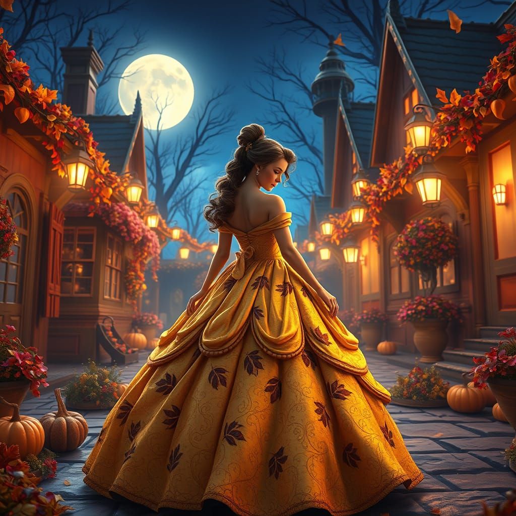 Belle in Whimsical, Golden-Hued Thanksgiving Setting