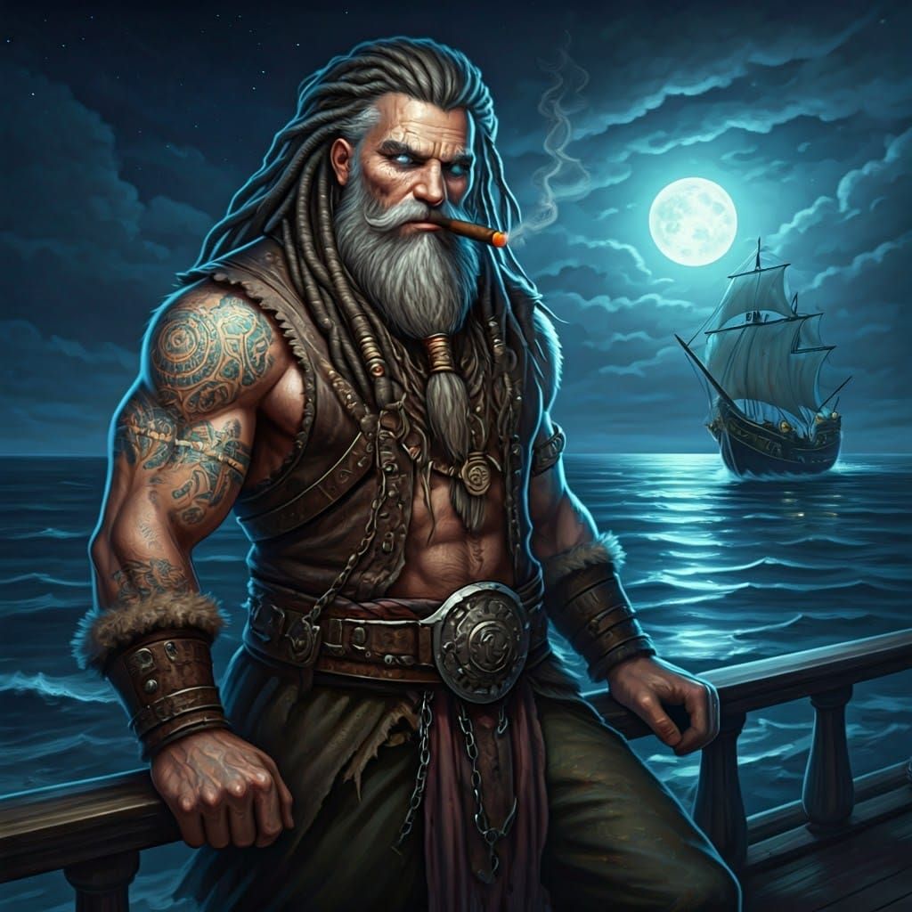 Mighty Viking Warrior Stands Proud Under Starry Night Sky