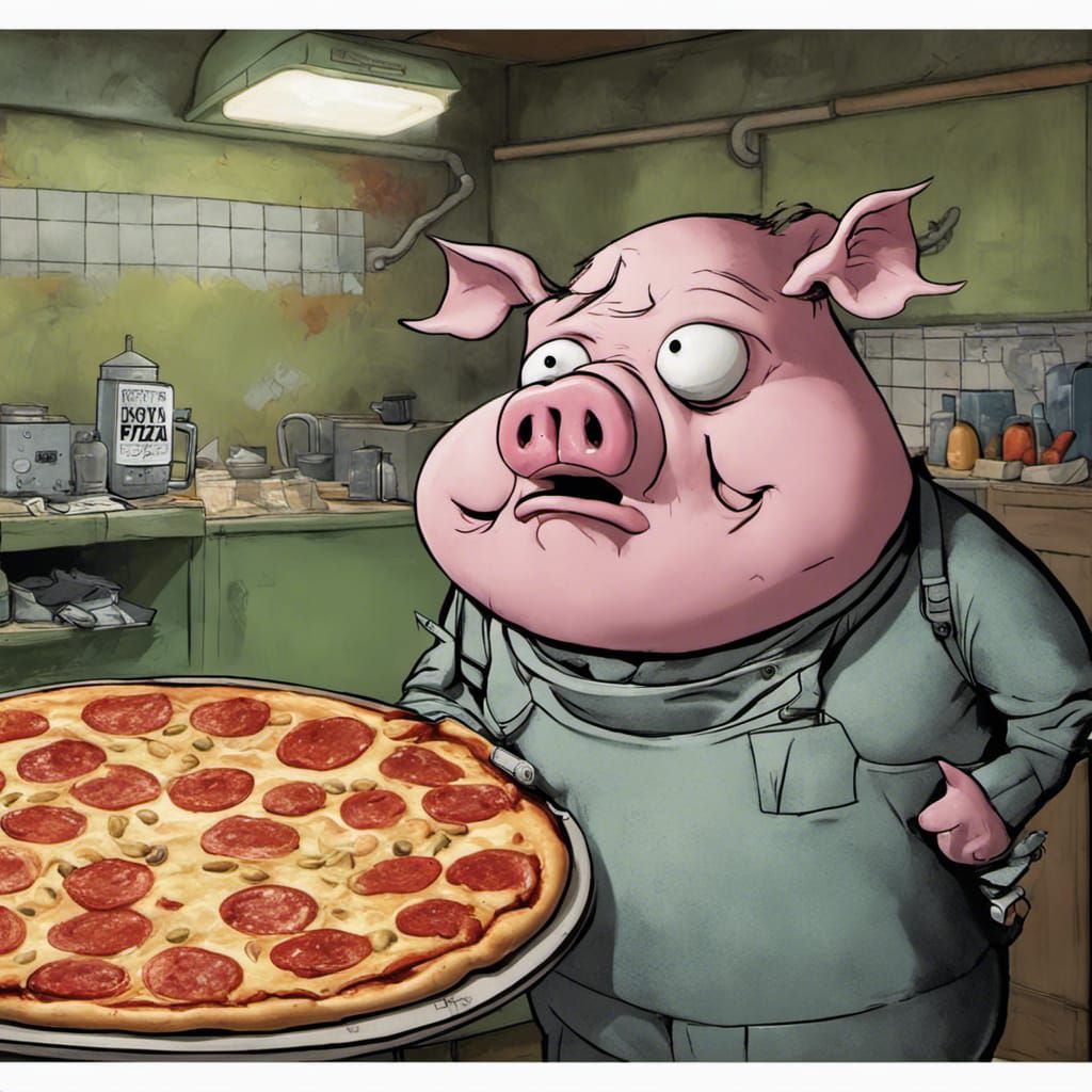Horror Portrait of Bloaty's Pizza Pig