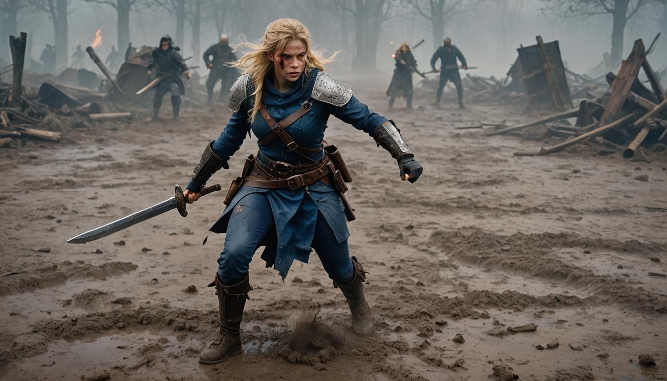 Vandal Shield-Maiden Ready for Battle in 3D