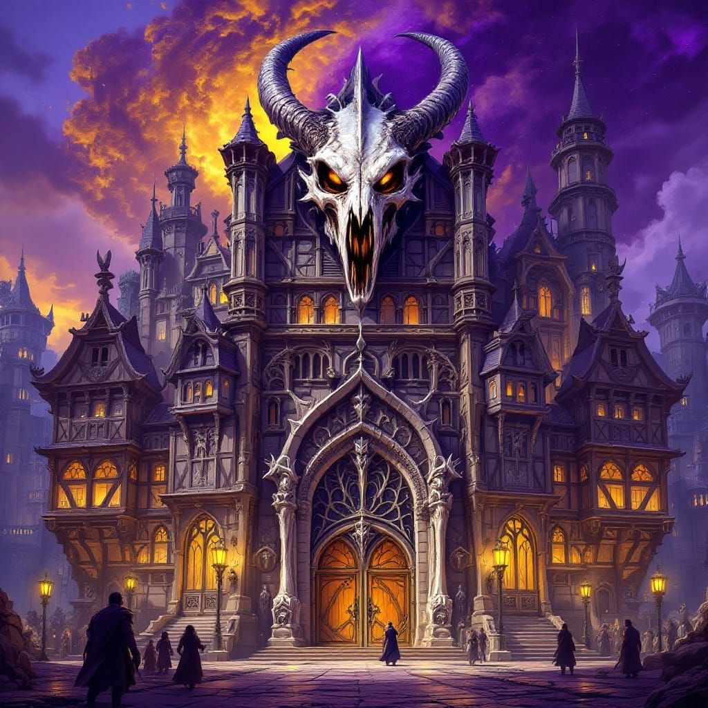 Medieval Guild Hall of Beast Slayers in Vibrant Art Nouveau ...