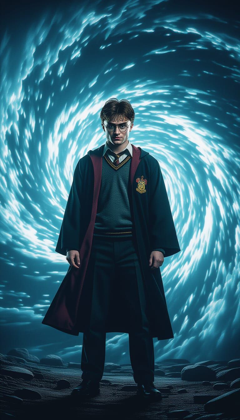 Harry Potter Confronts Swirling Vortex: Cinematic Film