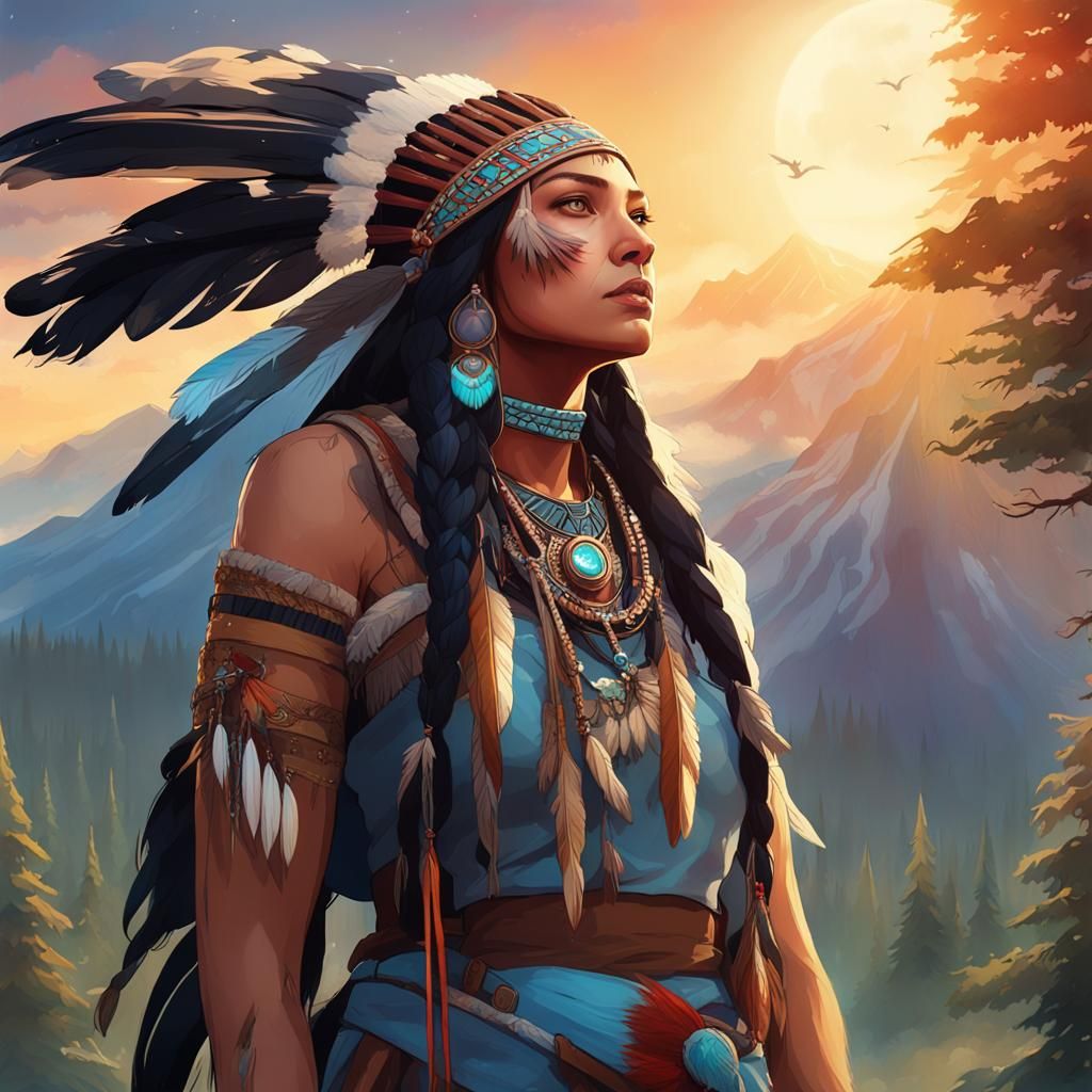 Native American Princess Portrait in Kpop Style