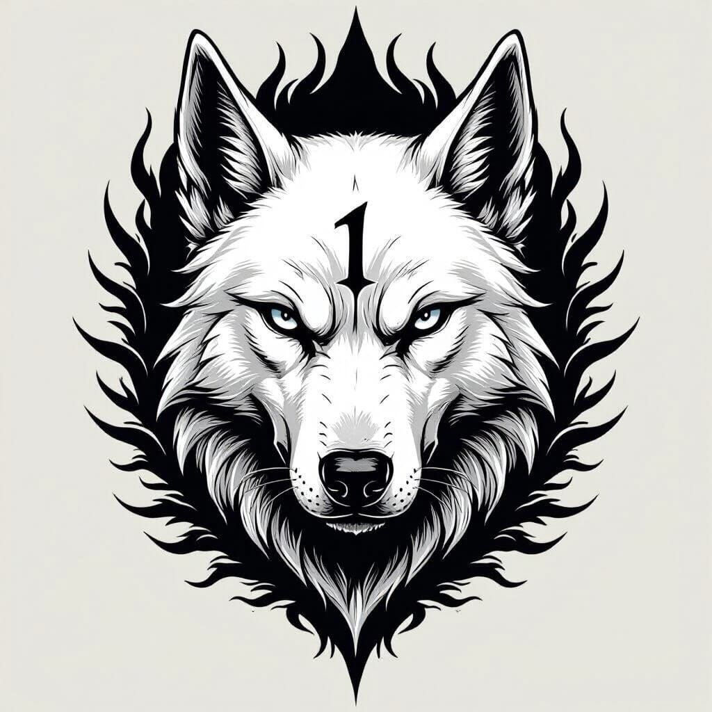 Intricate White Dog Tattoo Design Inspired by Dark Anime