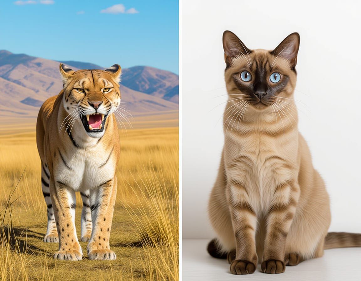 Saber Tooth Tiger vs. Siamese Cat: A Striking Visual Contras...
