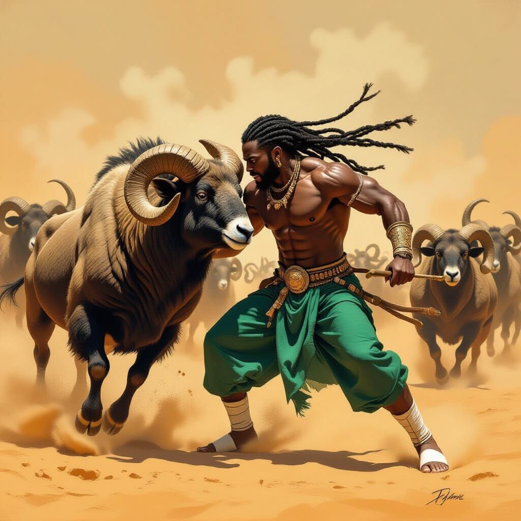 Warrior Headbutts Charging Ram in Sandstorm